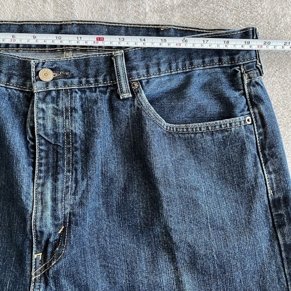 Levis 505 Dark Wash Jeans Men's Size 40x32 Regular Fit Straight Leg Denim Blue - Picture 3 of 10